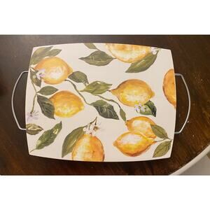 Handmade Lemon Decoupage Wooden Serving Tray - Citrus Charcuterie Board